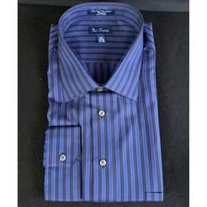 Paul Frederick Mens L/S Dress Shirt Size 19X36 80's 2 Ply Pinpoint Midnight Blue